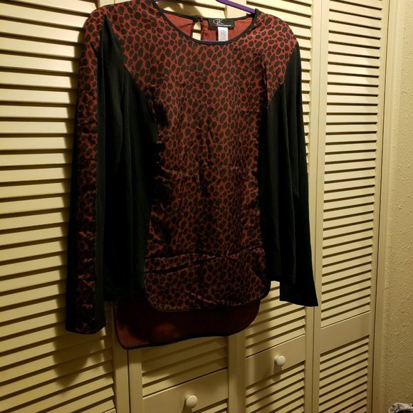 Burnt Orange Leopard Design Blouse - Picture 1 of 2